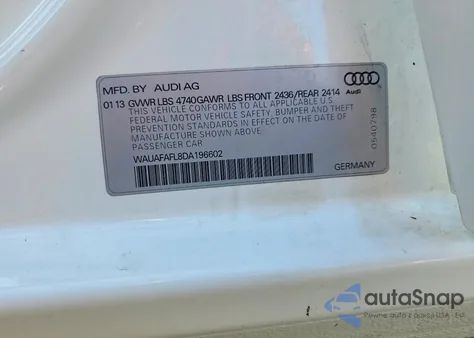 2013 Audi A4 Premium from USA, damaged, VIN WAUAFAFL8DA196602